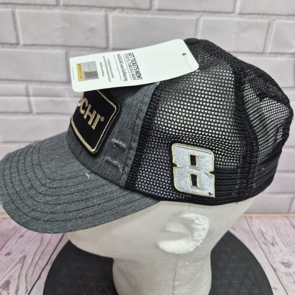 RCR Kyle Busch #8 NASCAR Trucker Cap 3CHI Patch Sponsor Distressed Hat‎